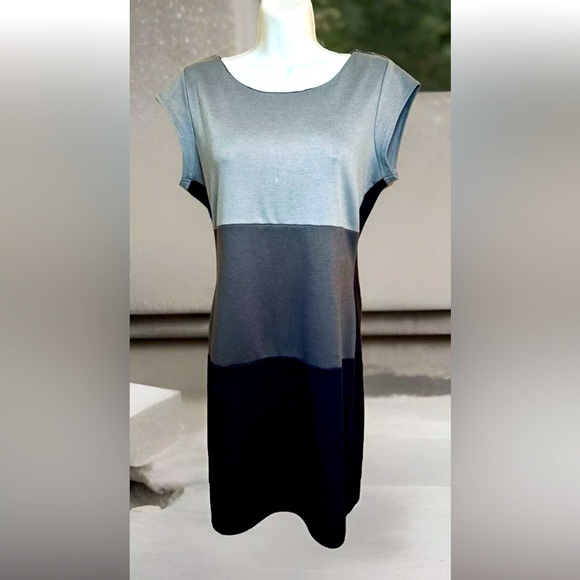 🖤BeBop🖤 VTG COLOR-BLOCK CAP SLEEVE SHEATH BACK-ZIP MINI DRESS EUC🎬 - Picture 1 of 11